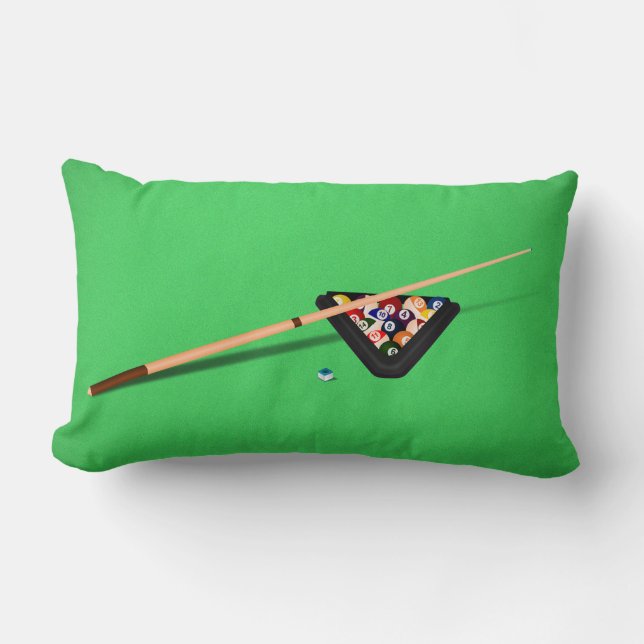 Pool Table Cue Stick en Balls Kussen (Voorkant)