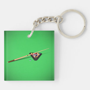 Pool Table Cue Stick en Balls Sleutelhanger