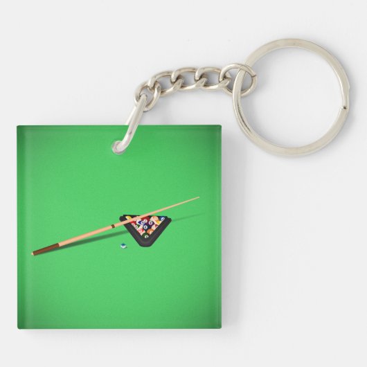 Pool Table Cue Stick en Balls Sleutelhanger (Achterkant)