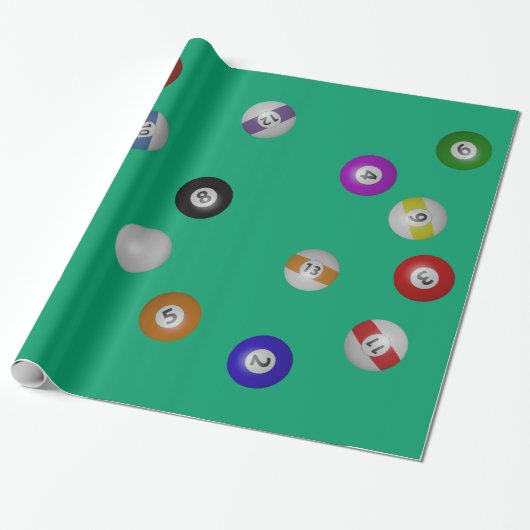 Pool Table en Balls Cadeaupapier (Uitgerold)