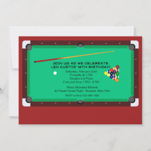 Pool Table Invitation Kaart