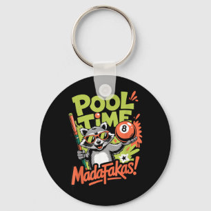 Pool Time Madafakas Grappige Wasbeer Biljart Spele Sleutelhanger