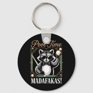 Pool Time Madafakas Grappige Wasbeer Biljartspeler Sleutelhanger
