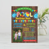 Pool verjaardag bash gecombineerde partij hout fot kaart (Staand voorkant)