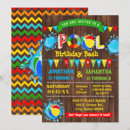 Pool verjaardagsbassins gecombineerd hout kaart
