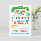 Pool verjaardagsfeest zomerbaard kaart (Staand voorkant)