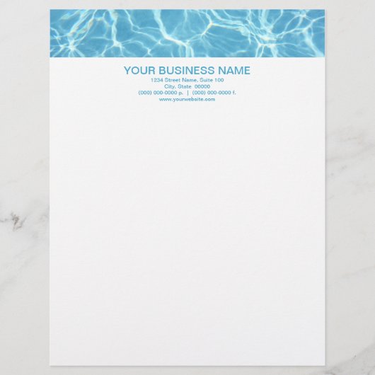 Pool Water Letterhead Persoonlijk Briefhoofd (Voorkant)