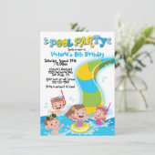 Pool Waterslide Birthday Party Kaart (Staand voorkant)