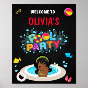 Pool-welkomfeestje bord Girl strand water leuk fee Poster