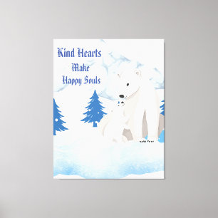 Poolbeer en Welp Arctische Wilde Dieren Canvasprin Canvas Afdruk