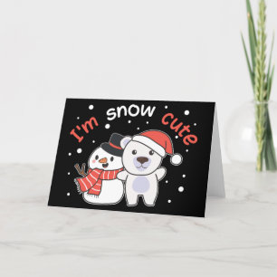 Poolbeer Ik Ben Sneeuw Schattig Sneeuwman Sneeuw P Feestdagen Kaart