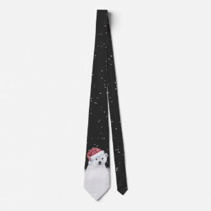 Poolbeer In Sneeuwvlokken Necktie Stropdas