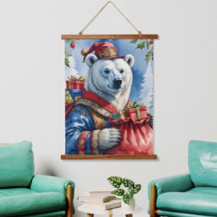 Poolbeer Kerstman Kerstontwerp Hangend Wandkleed