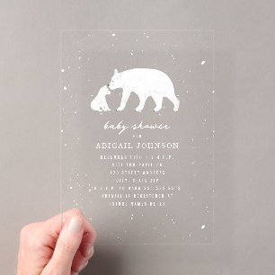 Poolbeer Mama & Baby Shower Winter Neutraal Acryl Uitnodigingen