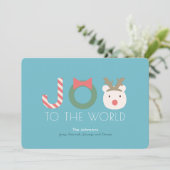 Poolbeer Rendier Hoofdstuk Blauwe Kerstkaart (Staand voorkant)