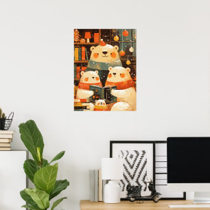 Poolbeerfamilie leest samen met Kerstmis Poster