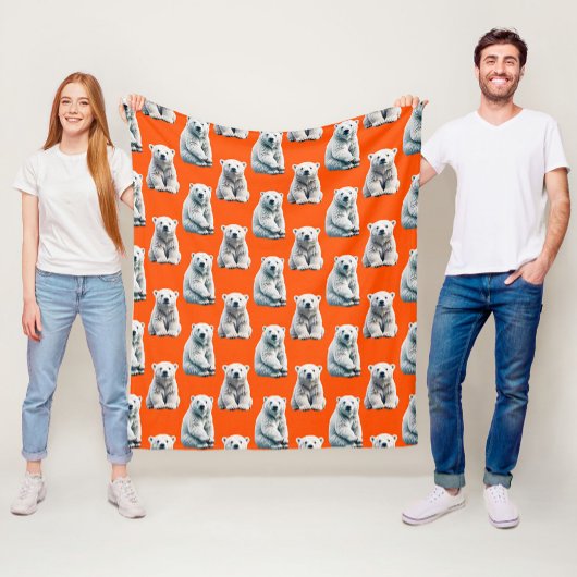 Poolbeerpatroonontwerp op oranje fleece deken