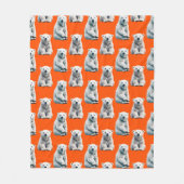 Poolbeerpatroonontwerp op oranje fleece deken (Voorkant)