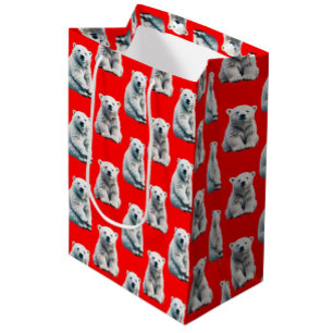 Poolbeerpatroonontwerp op rood medium cadeauzakje