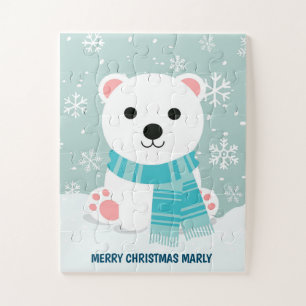 Poolbeerwelp Winter Sneeuwvlokken Kinderen Kerstmi Legpuzzel