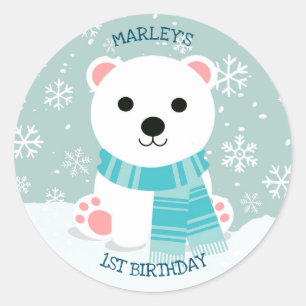 Poolbeerwelp Winter Sneeuwvlokken Ronde Sticker