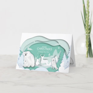 Poolberen en Witte Wolf Prettig Kerstmis Winterse Feestdagen Kaart
