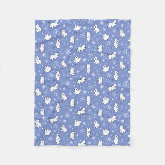 Poolberen Winter Wonderland Sneeuwvlokken Baby Kin Fleece Deken (Voorkant)