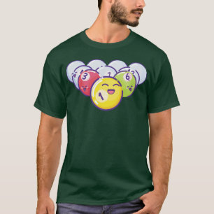 Poolbiljartspel genummerde gekleurde ballen vintag t-shirt