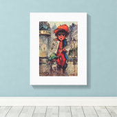 Poolbot in krant canvas afdruk (Insitu (Houten vloer))