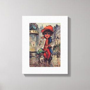 Poolbot in krant canvas afdruk