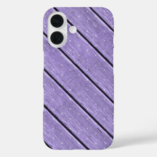 pooldots op paars hout iPhone 16 hoesje