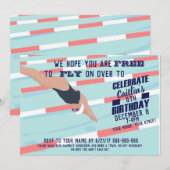 poolpartij zwemmer zwemwedstrijd uitnodigen kaart (Voorkant / Achterkant)