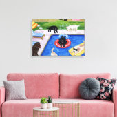 Poolparty Labradors Canvas Afdruk (Insitu (Woonkamer))