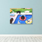 Poolparty Labradors Canvas Afdruk (Insitu (Houten vloer))
