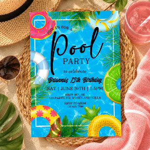 Poolparty Verjaardag Zomer Pool Bash Kaart