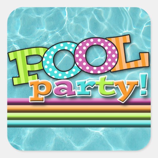 Poolparty-viering Vierkante Sticker (Voorkant)