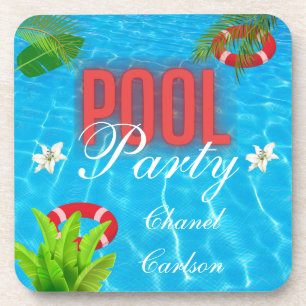 poolparty   Zomer verjaardag Bier Onderzetter