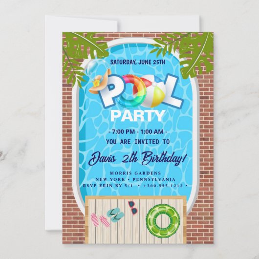 poolparty | Zwemverjaardag Kaart (Voorkant)