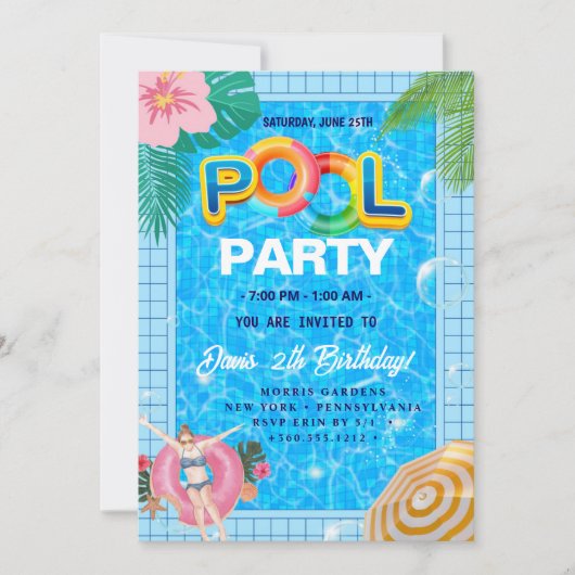 poolparty | Zwemverjaardag Kaart (Voorkant)