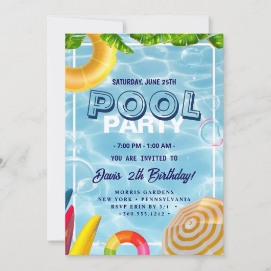 poolparty | Zwemverjaardag Kaart (Voorkant)