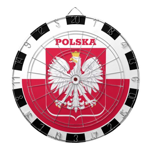 Pools dartboard en Poolse vlagdonker/spelbord Dartbord (Voorkant)