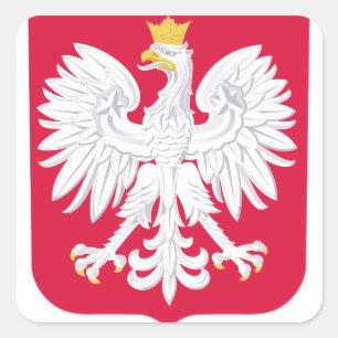 Pools Embleem - Polen Schild - Polska Herb Polski Vierkante Sticker