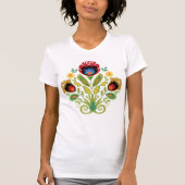 Pools Floral Dark Red Papercut Design T-Shirt (Voorkant)