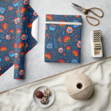 Pools Folk Bloemen Wycinanki Blauw