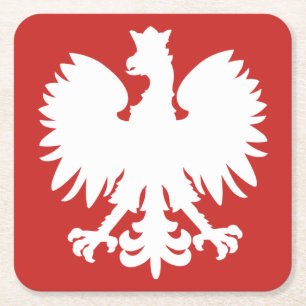 Poolse Adelaar achtbaan Vierkante Kartonnen Onderzetter