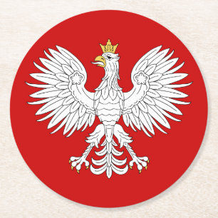 Poolse adelaar ronde kartonnen onderzetter