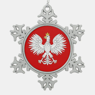 Poolse adelaar tin sneeuwvlok ornament