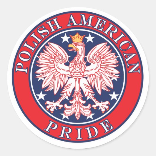Poolse Amerikaanse Pride Ronde Sticker (Voorkant)