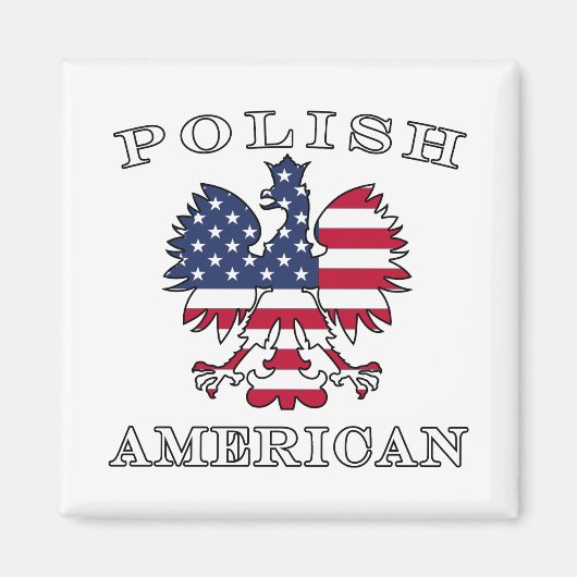 Poolse Amerikaanse vlag Eagle Magneet (Voorkant)