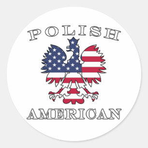 Poolse Amerikaanse vlag Eagle Ronde Sticker